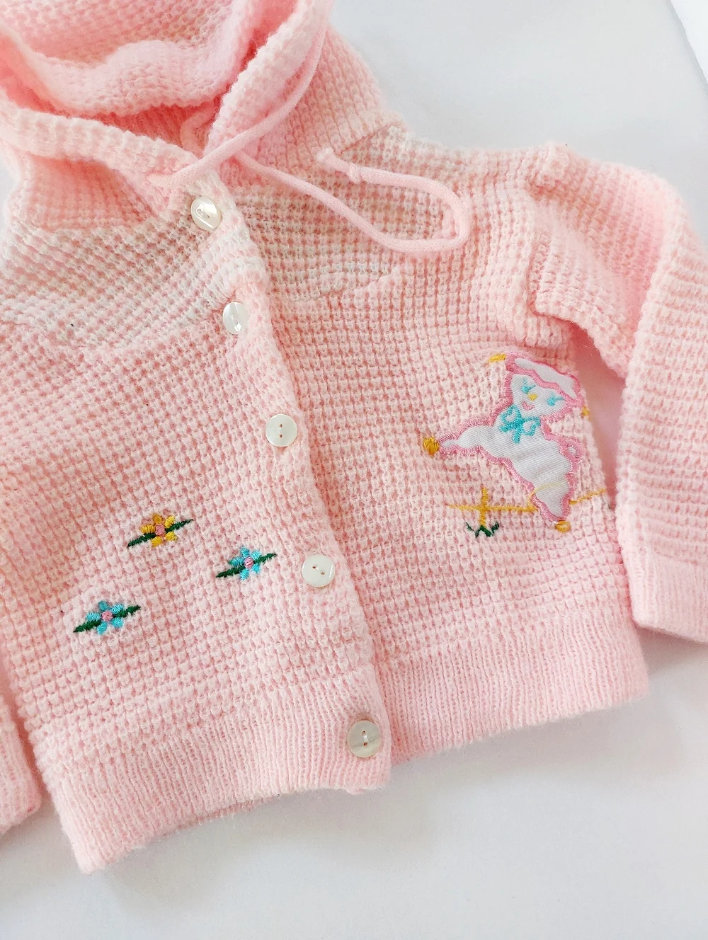 Cardigan Sweater Lamb & Flowers Vintage 80s 18m Lerner‎ Shops Easter Fairycore